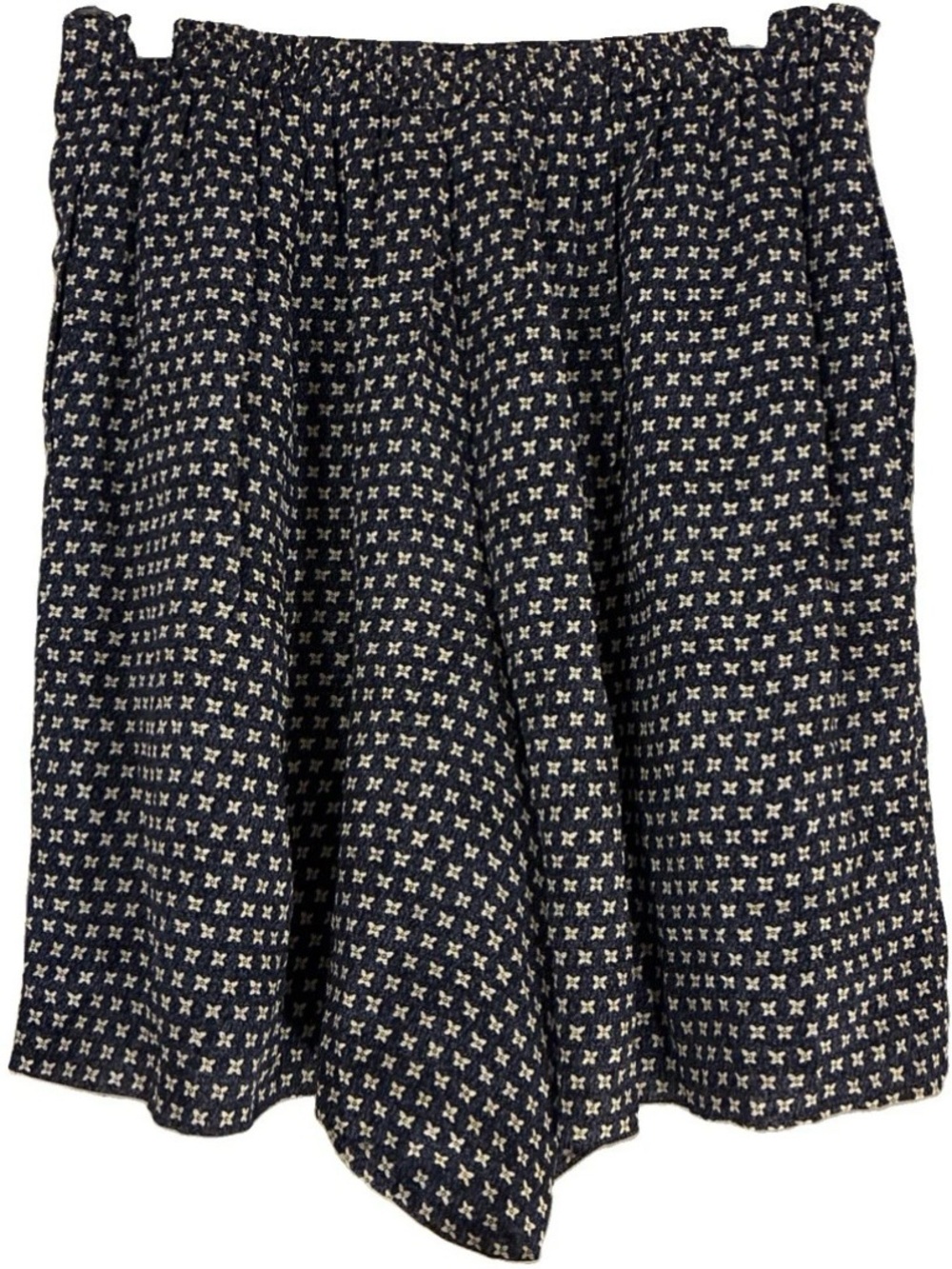 Navy Patterned A-Line Skirt